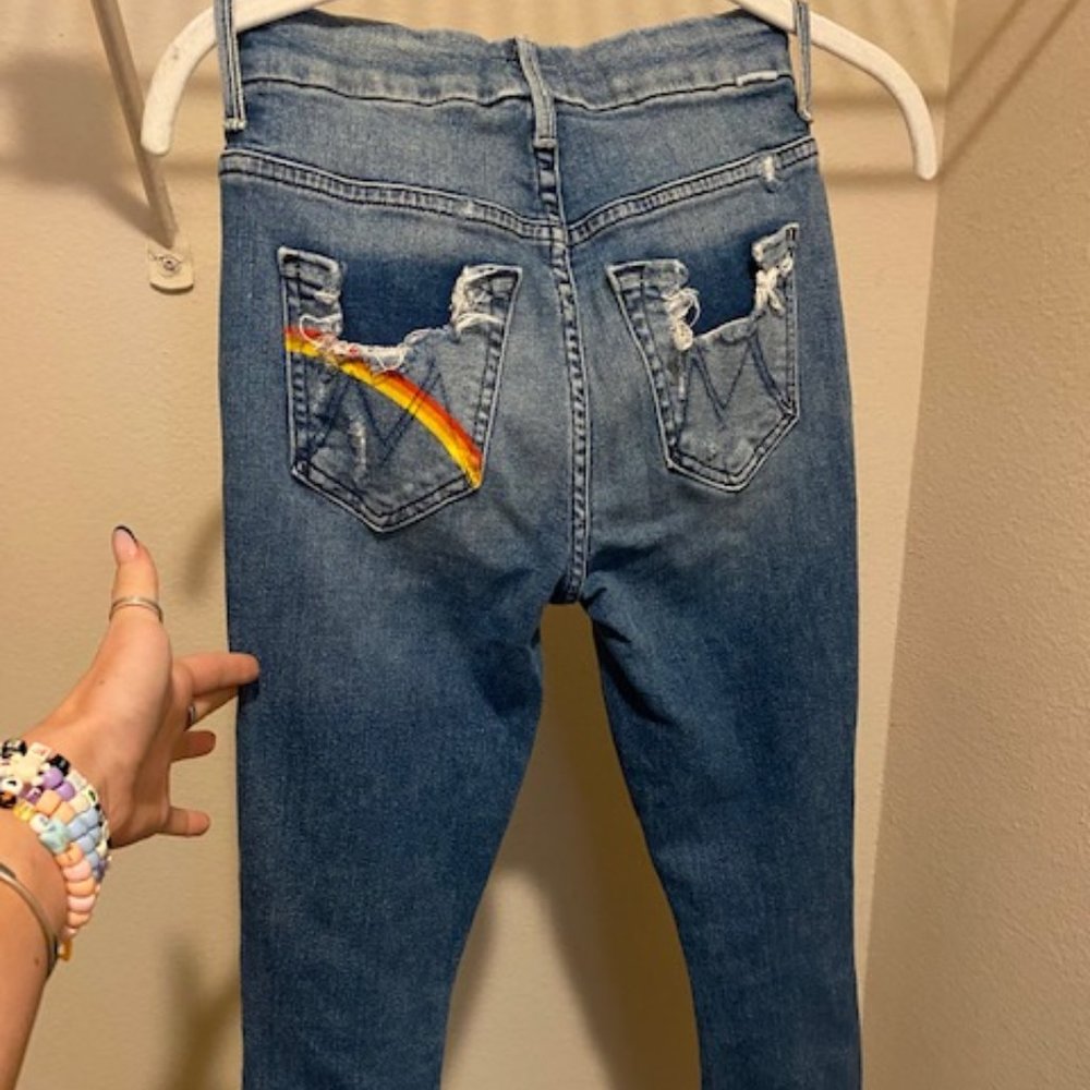 Mother Denim - High Waisted Looker Ankle Chew Skinny Jeans